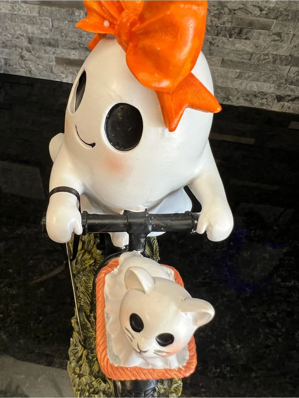 SUPER CUTE!!! Girl GHOST on Bicycle With Pet CAT GHOST In Basket